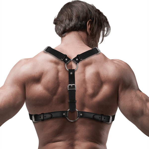FETISH SUBMISSIVE ATTITUDE - ECO-LEATHER CHEST HARNESS WITH DOUBLE SUPPORT AND STUDS FOR MEN 2